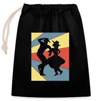 Square Dance - Closable cotton gift bag (25x30cm) - black - Front