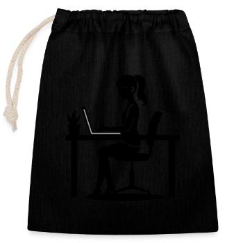 Femme Emploi Informatique - Sac cadeau en coton avec cordon (25 x 30 cm) - noir - Devant