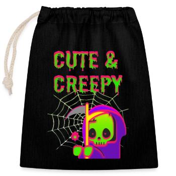 Drôle et mignon Halloween Design / Tshirt - Sac cadeau en coton avec cordon (25 x 30 cm) - noir - Devant