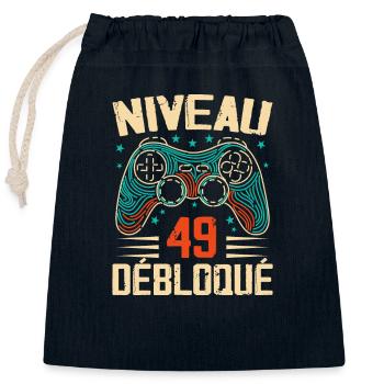1975 49th Anniversary Gifts, 49 Year Adventure - Closable cotton gift bag (25x30cm) - navy - Front