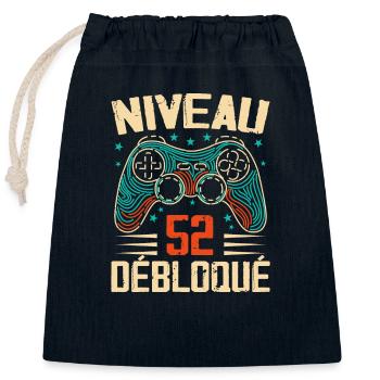 1972 52nd Anniversary Gifts, 52 Year Adventure - Closable cotton gift bag (25x30cm) - navy - Front