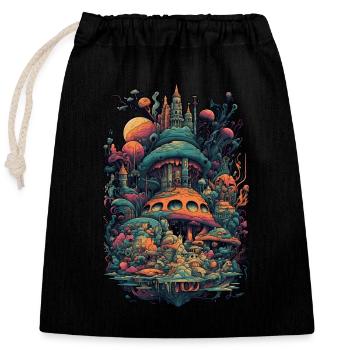 Trippy Explosion - Psychedelic Motif - Closable cotton gift bag (25x30cm) - black - Front