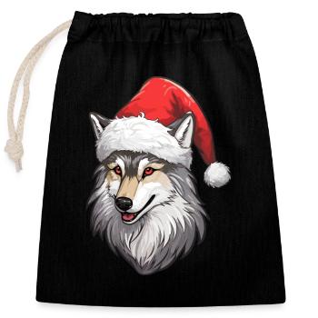 Wolf Christmas Wolves Winter Animals Forest Animals - Closable cotton gift bag (25x30cm) - black - Front