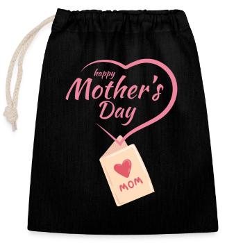 Happy Mouther Day - Closable cotton gift bag (25x30cm) - black - Front