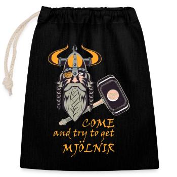Try to get Mjölnir - Closable cotton gift bag (25x30cm) - black - Front