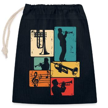 Trumpet Player Musician Trumpeter Orchestra - Closable cotton gift bag (25x30cm) - navy - Front