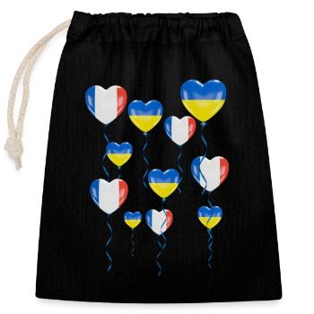 Frankreich Solidarität und Herz für die Ukraine - Verschließbarer Geschenkbeutel aus Baumwolle (25x30cm) - Schwarz - Vorne
