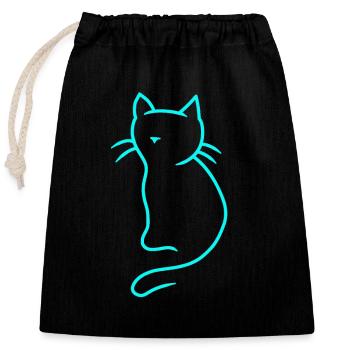 Chaton Chaton Chats Animaux domestiques Chat Miaou - Sac cadeau en coton avec cordon (25 x 30 cm) - noir - Devant