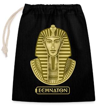 Pharaoh portrait in gold tone Akhenaten - Closable cotton gift bag (25x30cm) - black - Front