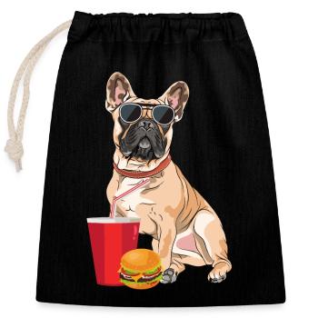 Bulldog français - Sac cadeau en coton avec cordon (25 x 30 cm) - noir - Devant