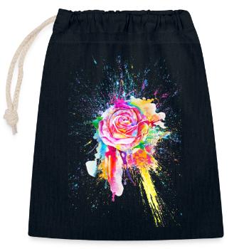 Rose Blume Flower Color Splash - Closable cotton gift bag (25x30cm) - navy - Front