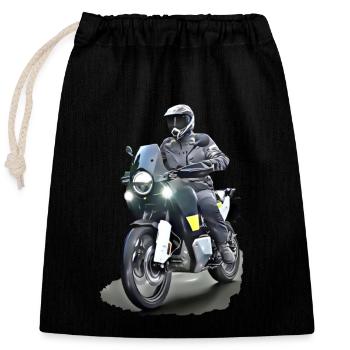 Affiche Adventure Biker - Sac cadeau en coton avec cordon (25 x 30 cm) - noir - Devant