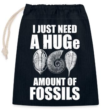 Fossil collectors | Geologists Fossils Gift Idea - Closable cotton gift bag (25x30cm) - navy - Front