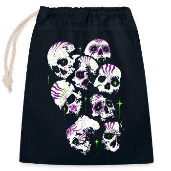 Totenköpfe Totenschädel Halloween Sugar Skulls - Verschließbarer Geschenkbeutel aus Baumwolle (25x30cm) - Navy - Vorne