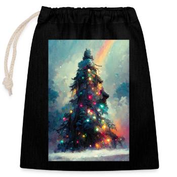 Lebendiger Weihnachtsbaum - Verschließbarer Geschenkbeutel aus Baumwolle (25x30cm) - Schwarz - Vorne