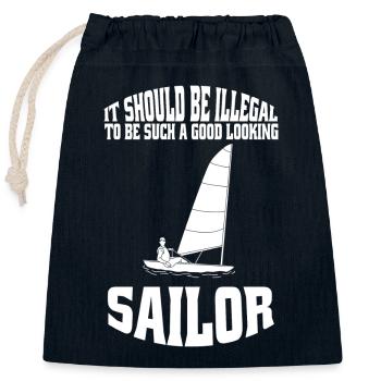 Voilier Capitaine Sailor Voilier Voile - Sac cadeau en coton avec cordon (25 x 30 cm) - bleu marine - Devant