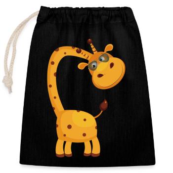 Coole Giraffe mit Brille Geschenkidee - Verschließbarer Geschenkbeutel aus Baumwolle (25x30cm) - Schwarz - Vorne