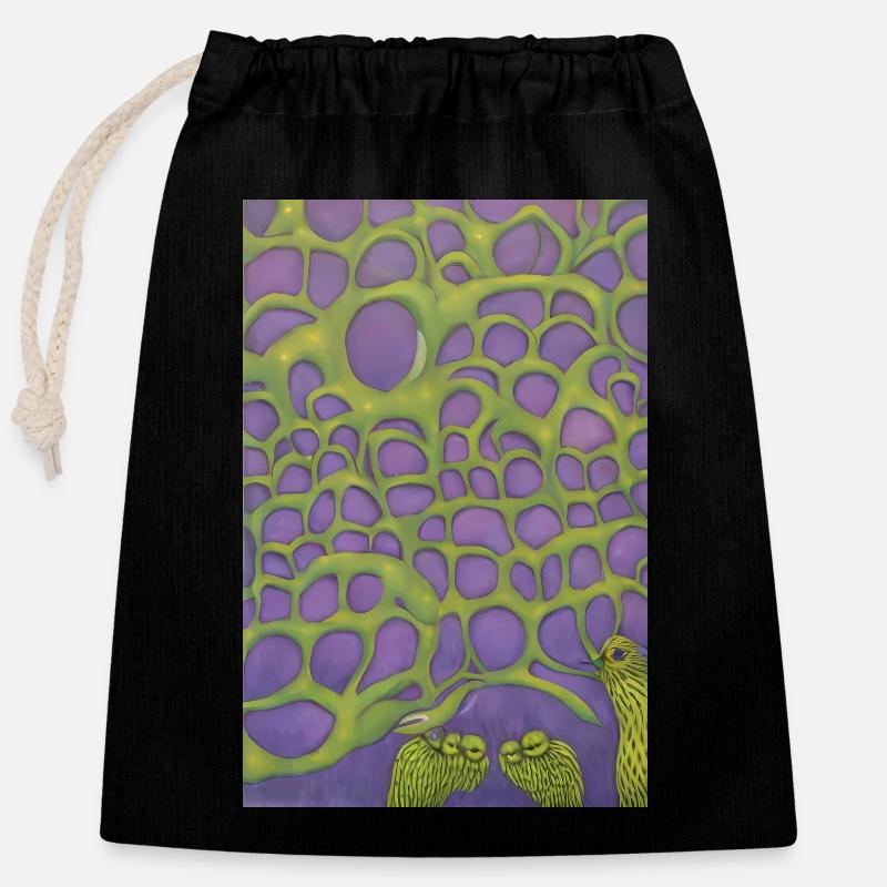 Hiboux dans la brousse - Sac cadeau en coton avec cordon (25 x 30 cm) - noir