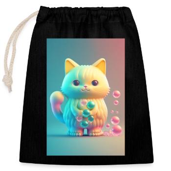 Colorful cat - Closable cotton gift bag (25x30cm) - black - Front