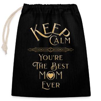 Rest ordered, you are the best mother - Closable cotton gift bag (25x30cm) - black - Front
