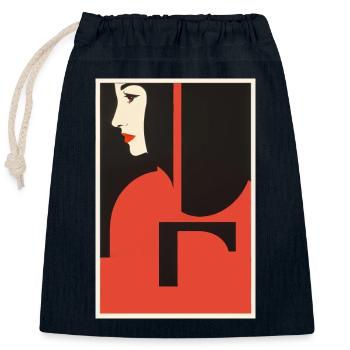 Frau à la Saul Bass - Verschließbarer Geschenkbeutel aus Baumwolle (25x30cm) - Navy - Vorne