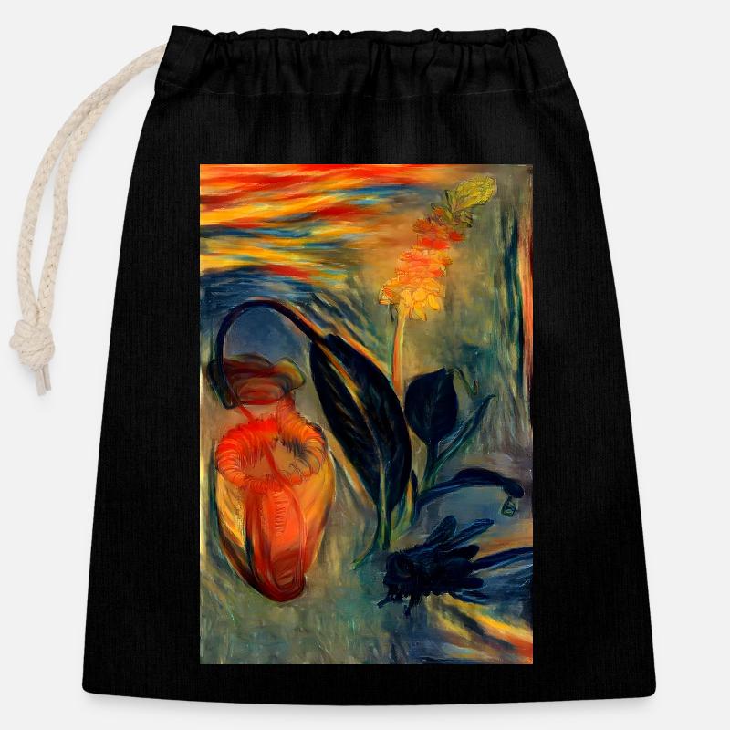 Le pichet plante Nepenthes - Sac cadeau en coton avec cordon (25 x 30 cm) - noir