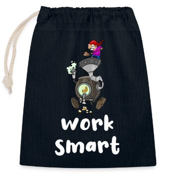 work smart - Closable cotton gift bag (25x30cm) - navy - Front