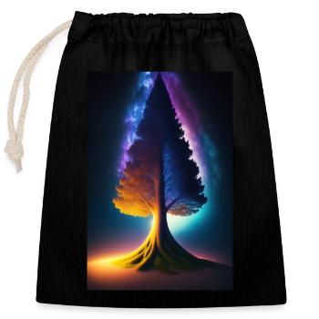 Licht Baum1 - Verschließbarer Geschenkbeutel aus Baumwolle (25x30cm) - Schwarz - Vorne