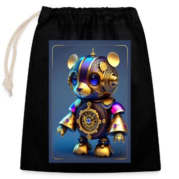 Cute Clockwork Baby Hamster Android - Closable cotton gift bag (25x30cm) - black - Front