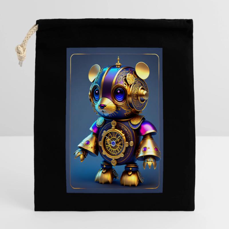 Mignon Clockwork Bébé Hamster Android Sac cadeau en coton avec cordon (25 x 30 cm)