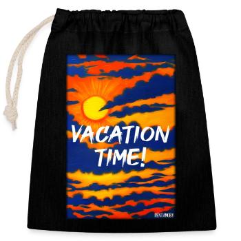 VACATION TIME- Holiday Sun Party Beach Sea - Closable cotton gift bag (25x30cm) - black - Front