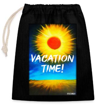 VACATION TIME- Holiday Sun Party Beach Sea - Closable cotton gift bag (25x30cm) - black - Front