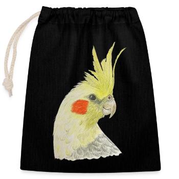 Nymphensittich gelber Kakadu Vogel Ornithologie - Verschließbarer Geschenkbeutel aus Baumwolle (25x30cm) - Schwarz - Vorne