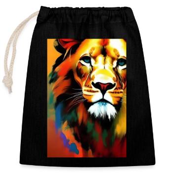 Löwen King - Closable cotton gift bag (25x30cm) - black - Front