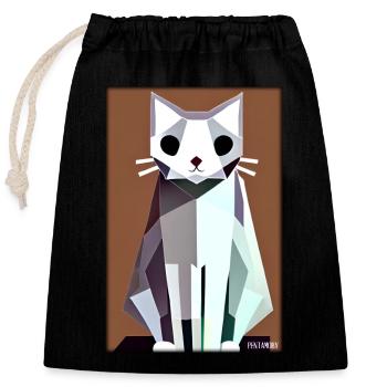 Katze Kater Polygon Tier Stubentiger Haustier - Verschließbarer Geschenkbeutel aus Baumwolle (25x30cm) - Schwarz - Vorne