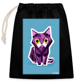 Katze Kater Polygon Tier Stubentiger Haustier - Verschließbarer Geschenkbeutel aus Baumwolle (25x30cm) - Schwarz - Vorne
