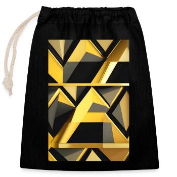 Motif doré - Sac cadeau en coton avec cordon (25 x 30 cm) - noir - Devant