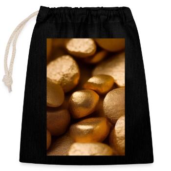 Gold Stücke - Verschließbarer Geschenkbeutel aus Baumwolle (25x30cm) - Schwarz - Vorne