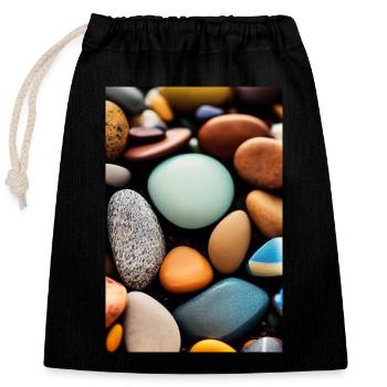 Colorful stones - Closable cotton gift bag (25x30cm) - black - Front