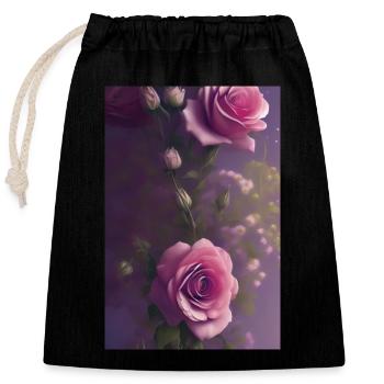 Flower Art - Closable cotton gift bag (25x30cm) - black - Front