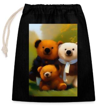 Teddybär - Verschließbarer Geschenkbeutel aus Baumwolle (25x30cm) - Schwarz - Vorne