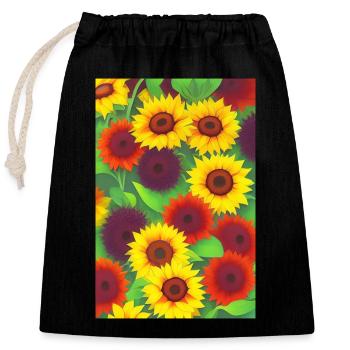 Sunflowers - Closable cotton gift bag (25x30cm) - black - Front