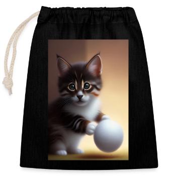 Baby Cat - Closable cotton gift bag (25x30cm) - black - Front