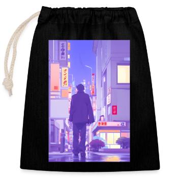 Paysage de Tokyo - Sac cadeau en coton avec cordon (25 x 30 cm) - noir - Devant