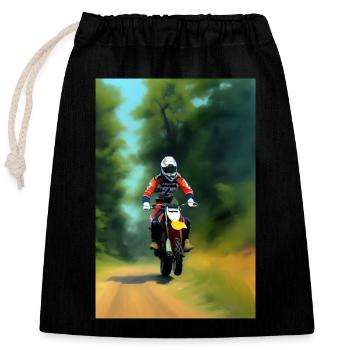 Motocross Fahren - Verschließbarer Geschenkbeutel aus Baumwolle (25x30cm) - Schwarz - Vorne