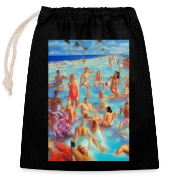Plage de Floride - Sac cadeau en coton avec cordon (25 x 30 cm) - noir - Devant