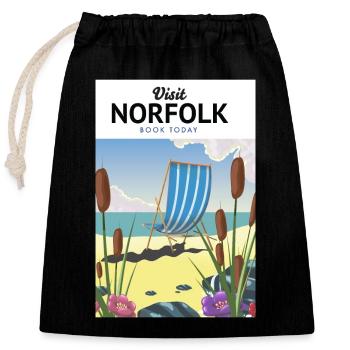 Norfolk Seaside Travel Poster - Verschließbarer Geschenkbeutel aus Baumwolle (25x30cm) - Schwarz - Vorne