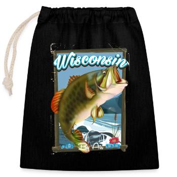 Wisconsin By Air Fishing Reiseplakat - Verschließbarer Geschenkbeutel aus Baumwolle (25x30cm) - Schwarz - Vorne