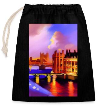 Brücken in London - Verschließbarer Geschenkbeutel aus Baumwolle (25x30cm) - Schwarz - Vorne