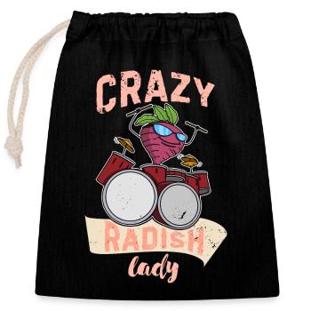 Salade biologique végétalienne végétalienne de radis Jardin - Sac cadeau en coton avec cordon (25 x 30 cm) - noir - Devant